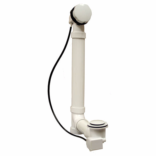 Jones Stephens P3755WH White 27" Cable Drive Toe Touch Bath Waste Kit, PVC