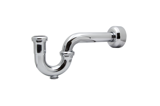 Jones Stephens P38010B 1-1/4" Chrome Plated Brass P-Trap with Box Escutcheon with Cleanout 17 Gauge