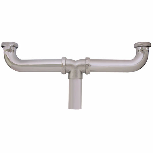 Jones Stephens P38030 1-1/2" x 16" Chrome Plated Brass Slip Joint Center Outlet Waste 22 Gauge