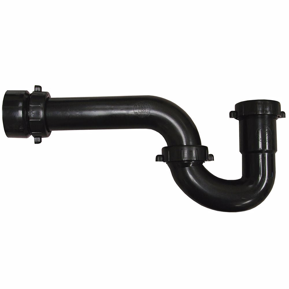 Jones Stephens P39032 1-1/2" Black Plastic Solvent Weld P-Trap with Adapter