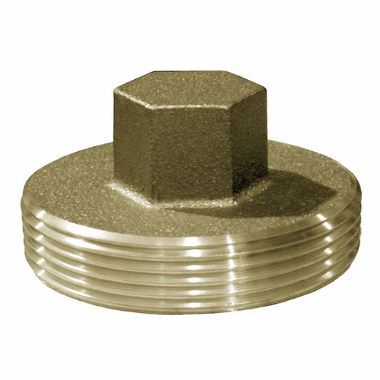 Jones Stephens P52200 2" Raised Head Heavy Pattern Brass Plug 2-3/8" OD