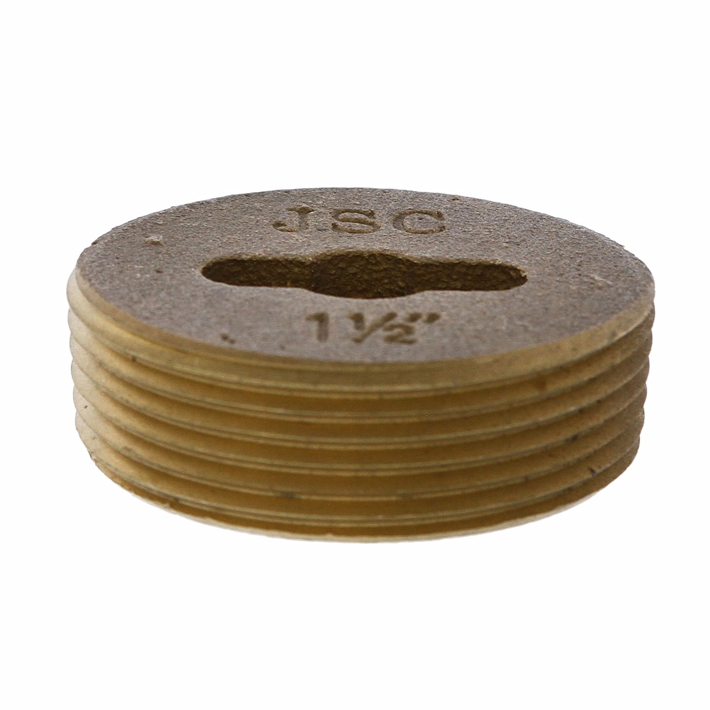 Jones Stephens P58151 1-1/2” Slotted Brass Cleanout Plug with 5/16” Tapped Hole