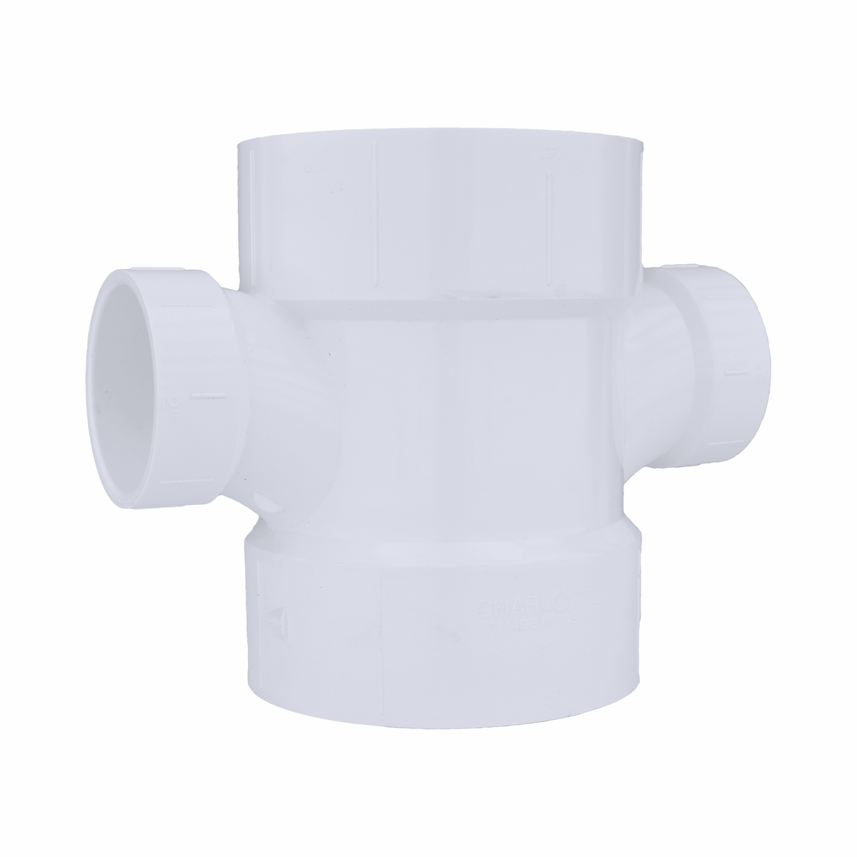 Jones Stephens PDT542 4" x 4" x 2" x 2" PVC Double Sanitary Tee