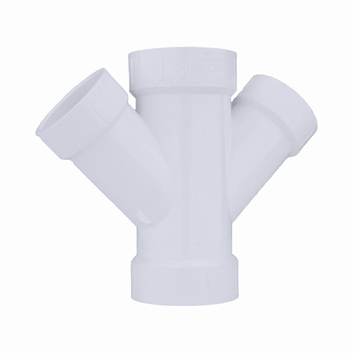 Jones Stephens PDY442 4" x 4" x 2" x 2" PVC Reducing Double Wye