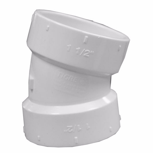 Jones Stephens PFL515 1-1/2" PVC 22-1/2° Elbow, H x H