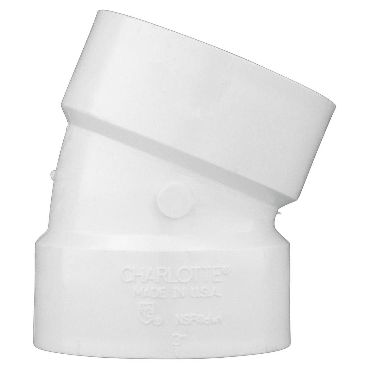 Jones Stephens PFL530 3" PVC 22-1/2° Elbow, H x H