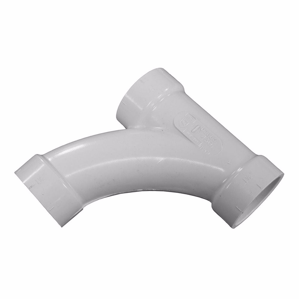 Jones Stephens PFY532 3" x 3" x 2" PVC 45° Bend Combination Wye, H x H x H