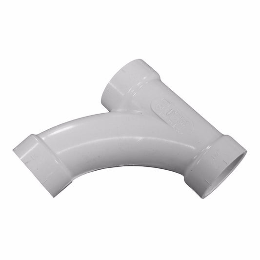 Jones Stephens PFY532 3" x 3" x 2" PVC 45° Bend Combination Wye, H x H x H