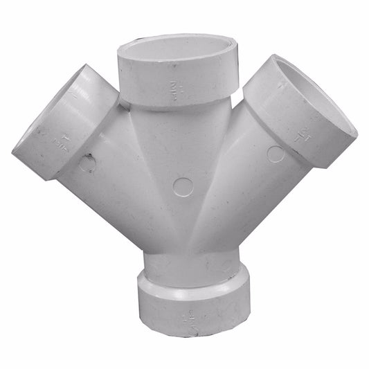 Jones Stephens PDY443 4" x 4" x 3" x 3" PVC Reducing Double Wye