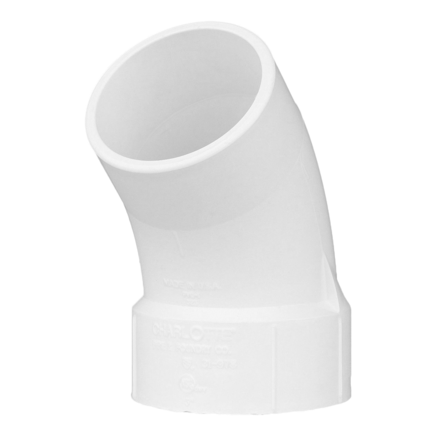 Jones Stephens PSL730 3" PVC 45° Street Elbow, SPG x H