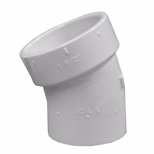 Jones Stephens PSL820 2" PVC 22-1/2° Street Elbow, SPG x H