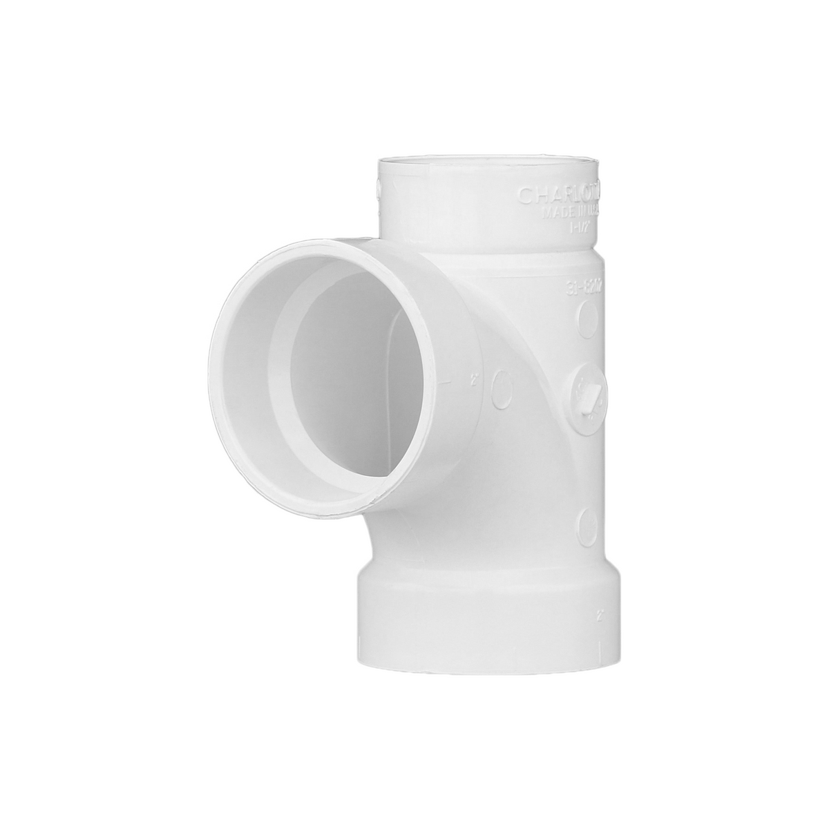 Jones Stephens PST122 2" x 1-1/2" x 2" PVC Sanitary Reducing Tee, SPG x H
