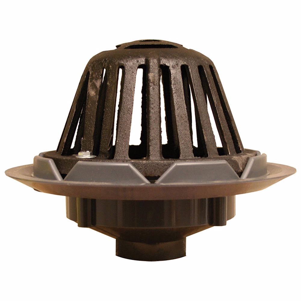 Jones Stephens R18006 4" PVC Roof Drain with Cast Iron Dome