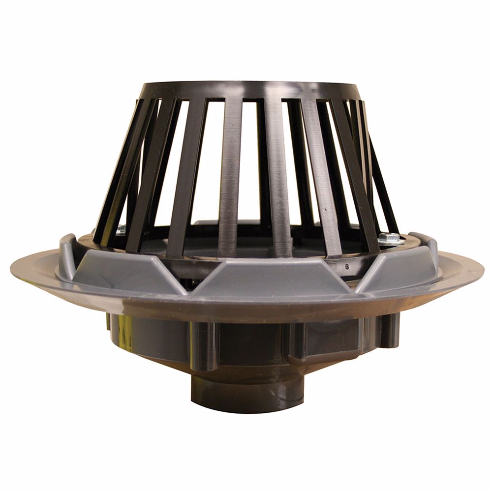Jones Stephens R18015 4" PVC Roof Drain with Plastic Dome
