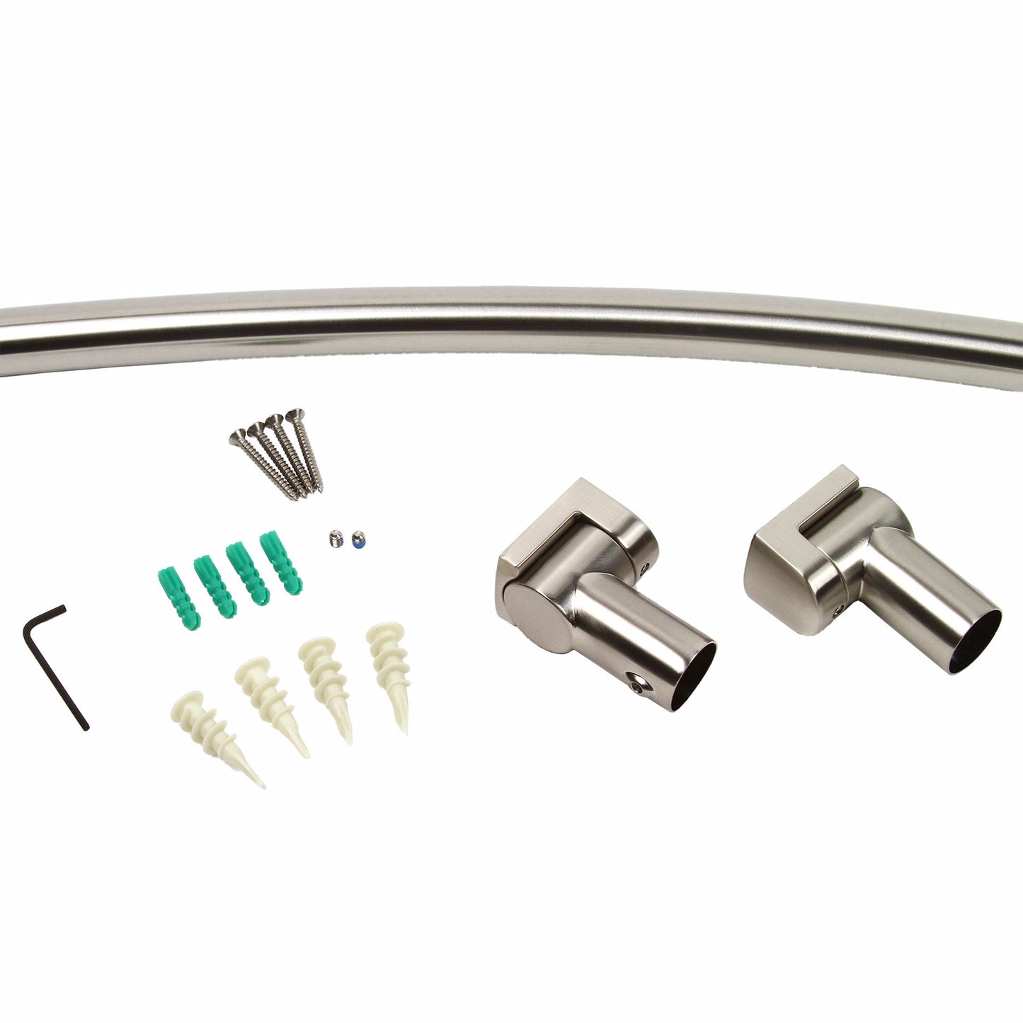 Jones Stephens S02198 Brushed Nickel Contoured Shower Rod with Bracket