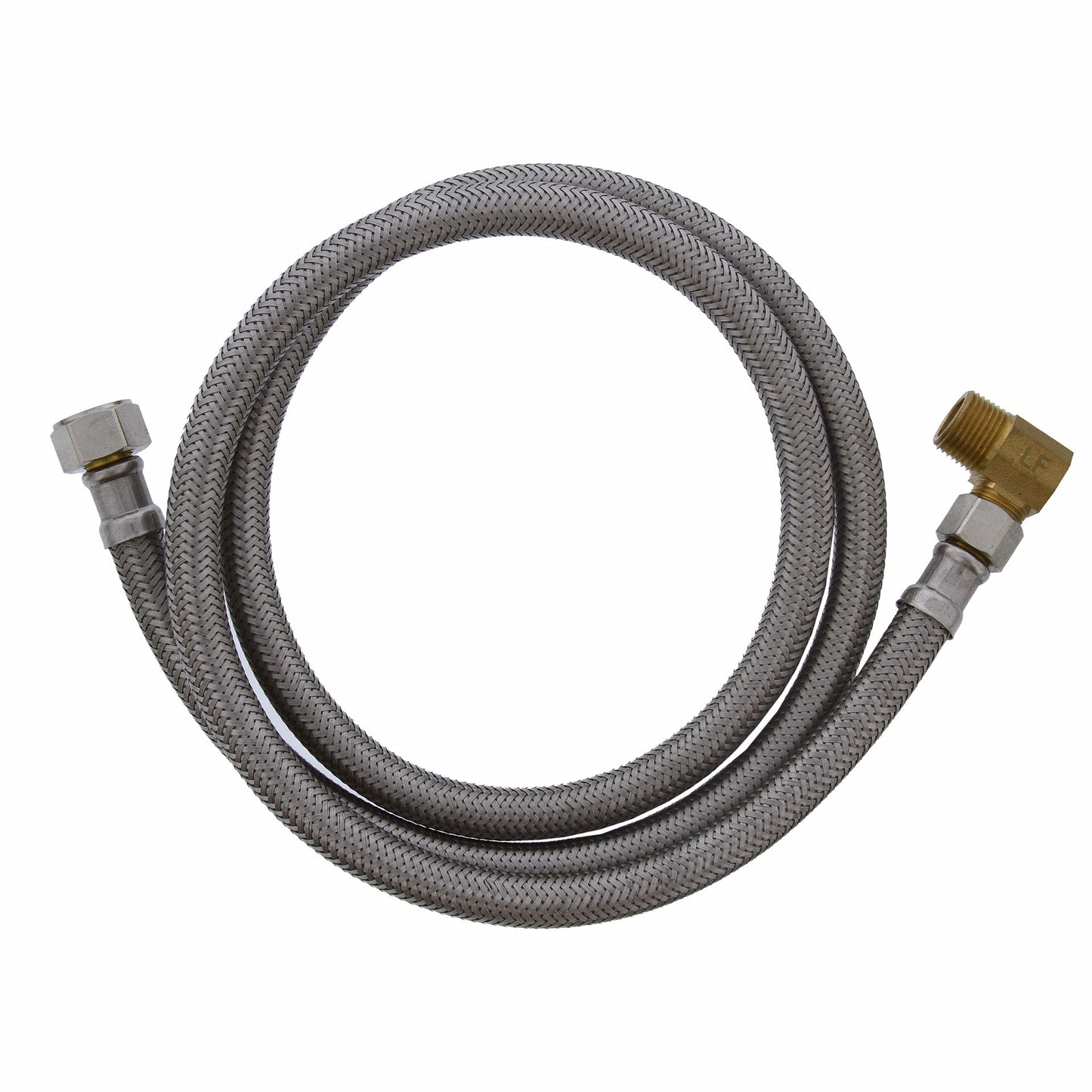 Jones Stephens S04236 1/2" Compression x 3/8" Compression x 48” Braided Stainless Steel Dishwasher Connector with 3/8” MIP 90° Elbow