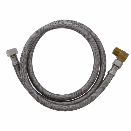 Jones Stephens S04236 1/2" Compression x 3/8" Compression x 48” Braided Stainless Steel Dishwasher Connector with 3/8” MIP 90° Elbow