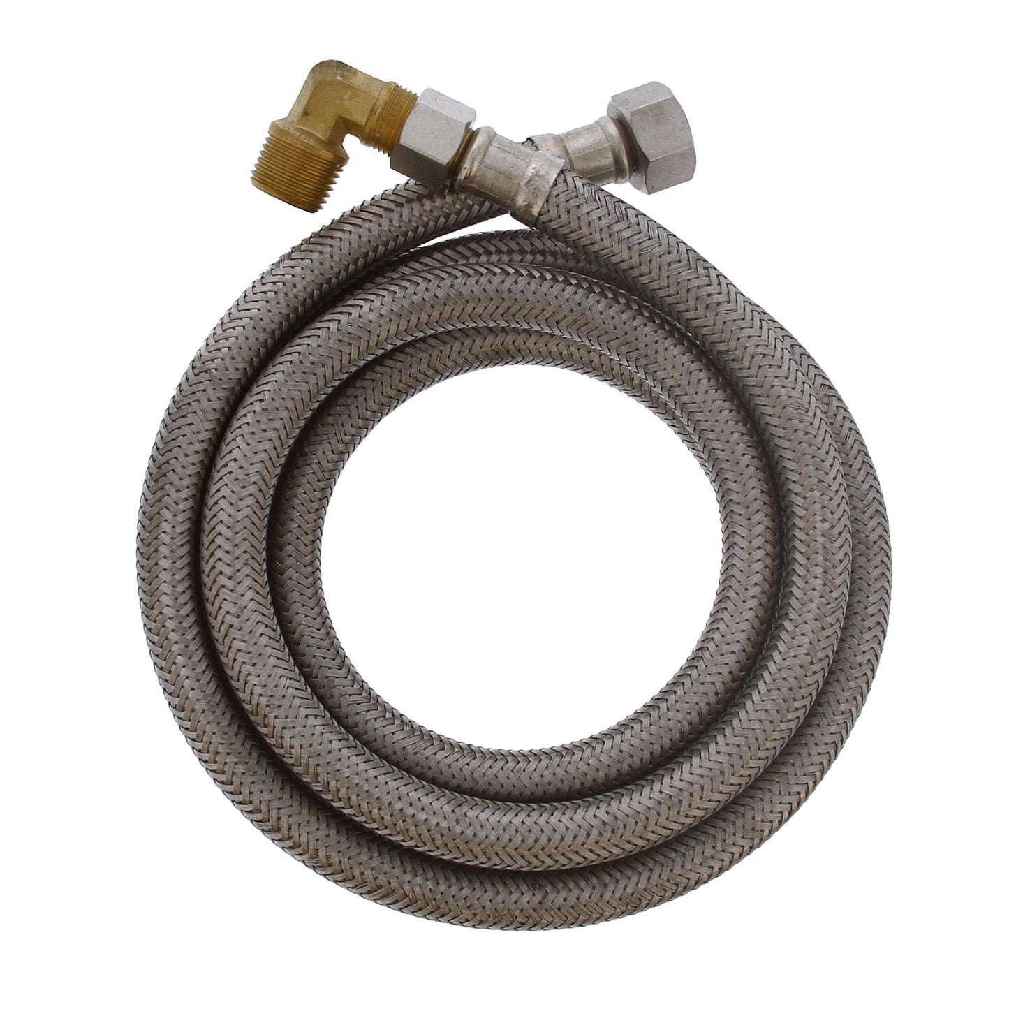 Jones Stephens S04237 1/2" Compression x 3/8" Compression x 60” Braided Stainless Steel Dishwasher Connector with 3/8” MIP 90° Elbow