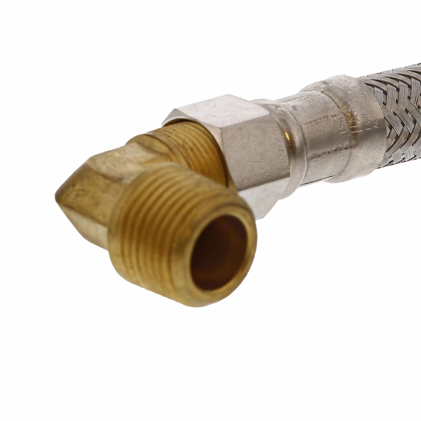 Jones Stephens S04237 1/2" Compression x 3/8" Compression x 60” Braided Stainless Steel Dishwasher Connector with 3/8” MIP 90° Elbow