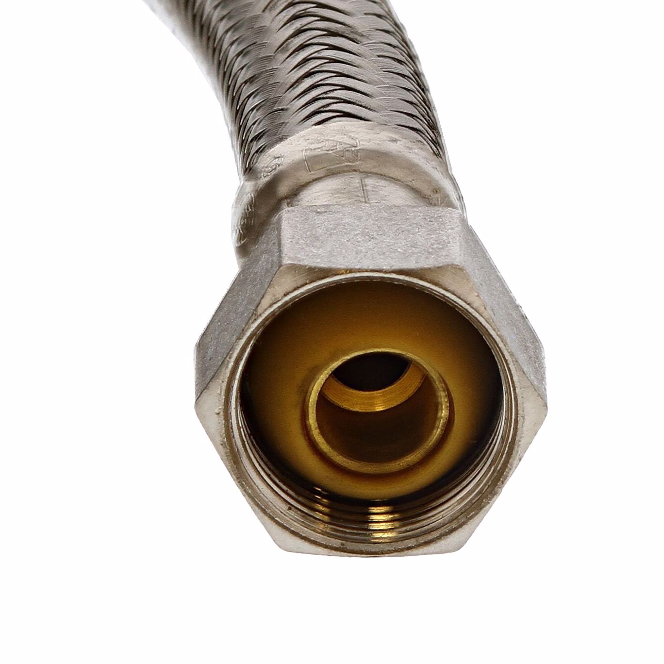 Jones Stephens S04237 1/2" Compression x 3/8" Compression x 60” Braided Stainless Steel Dishwasher Connector with 3/8” MIP 90° Elbow