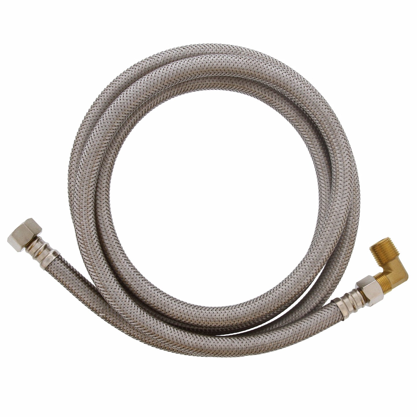 Jones Stephens S04238 1/2" Compression x 3/8" Compression x 72” Braided Stainless Steel Dishwasher Connector with 3/8” MIP 90° Elbow
