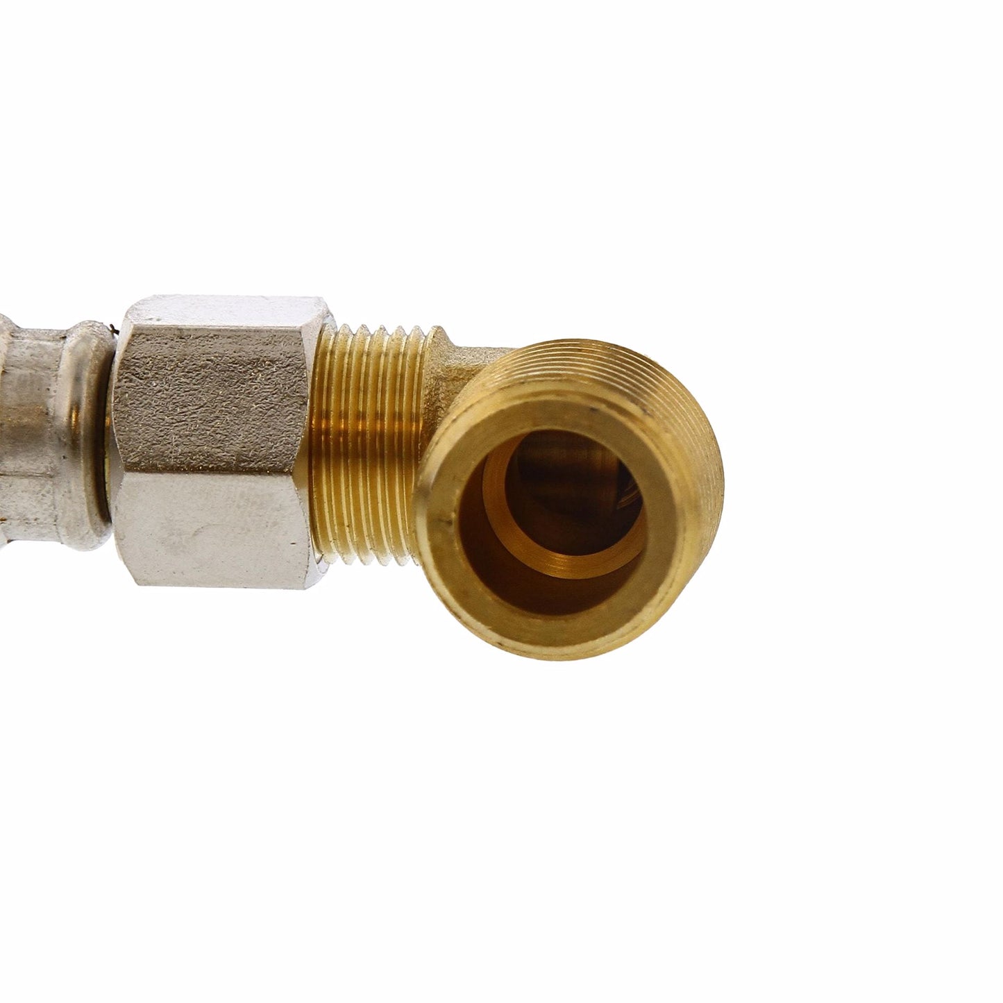 Jones Stephens S04238 1/2" Compression x 3/8" Compression x 72” Braided Stainless Steel Dishwasher Connector with 3/8” MIP 90° Elbow