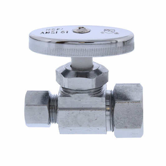 Jones Stephens S10303 5/8" OD Comp x 3/8" OD Comp Multi-Turn Straight Supply Stop Valve, Chrome Plated