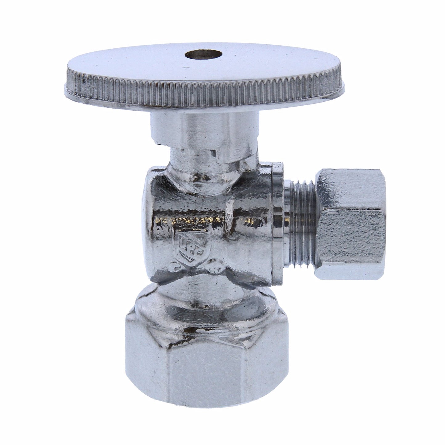 Jones Stephens S10310 1/2" FIP x 3/8" OD Comp Quarter-Turn Angle Supply Stop Valve, Chrome Plated