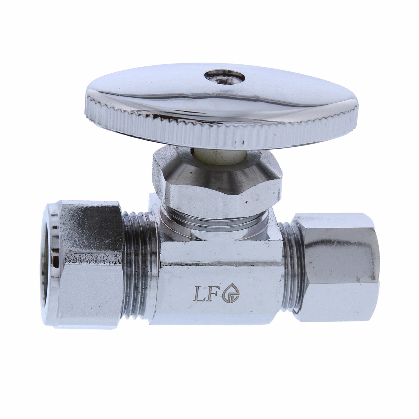 Jones Stephens S10316 5/8" OD Comp x 1/2" OD Comp Multi-Turn Straight Supply Stop Valve, Chrome Plated