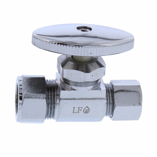 Jones Stephens S10316 5/8" OD Comp x 1/2" OD Comp Multi-Turn Straight Supply Stop Valve, Chrome Plated