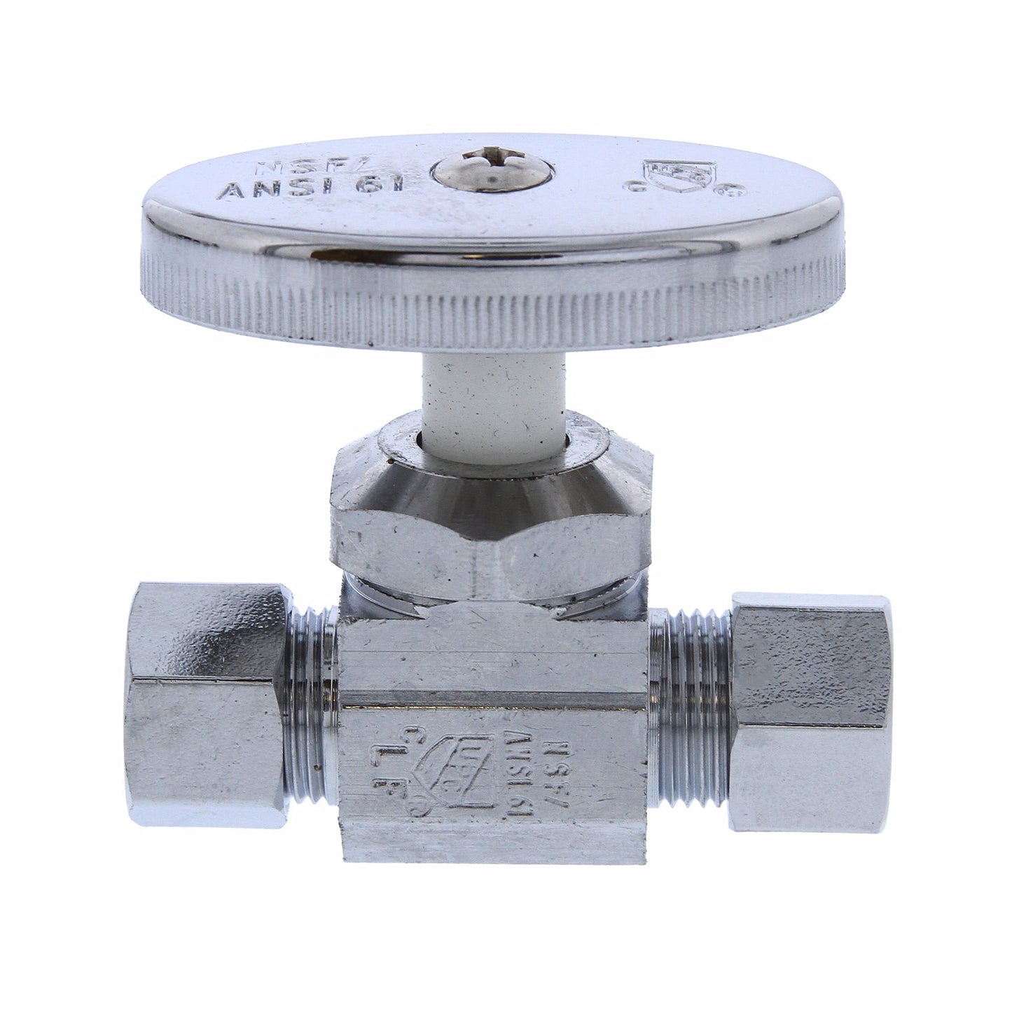 Jones Stephens S10323 3/8" OD Comp x 3/8" OD Comp Multi-Turn Straight Supply Stop Valve, Chrome Plated