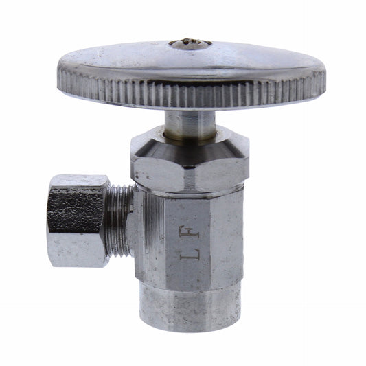 Jones Stephens S10325 1/2" SWT x 3/8" OD Comp Multi-Turn Angle Supply Stop Valve, Chrome Plated