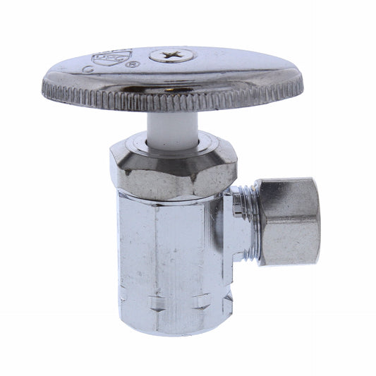 Jones Stephens S10338 3/8" FIP x 3/8" OD Comp Multi-Turn Angle Supply Stop Valve, Chrome Plated