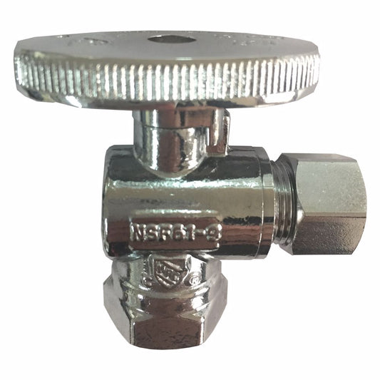 Jones Stephens S10339 3/8" FIP x 3/8" OD Comp Quarter-Turn Angle Supply Stop Valve, Chrome Plated