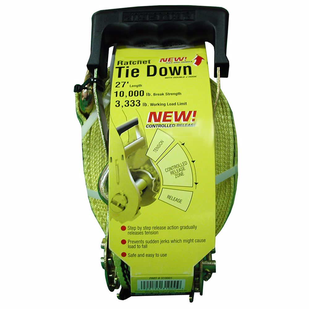 Jones Stephens S20302 2" x 27' Ratchet Strap with Step Release J-Hooks