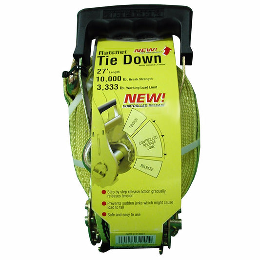 Jones Stephens S20302 2" x 27' Ratchet Strap with Step Release J-Hooks