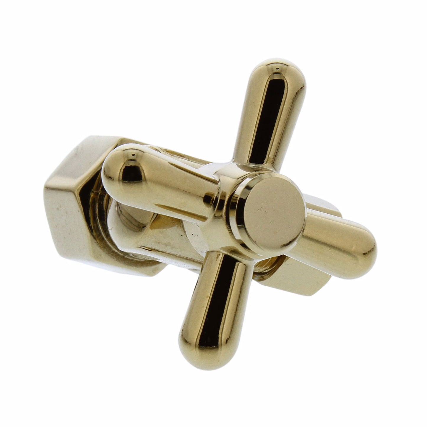 Jones Stephens S4202PB 1/2" FIP x 3/8" OD Comp Quarter-Turn Angle Supply Stop Valve with Cross Handle, Polished Brass