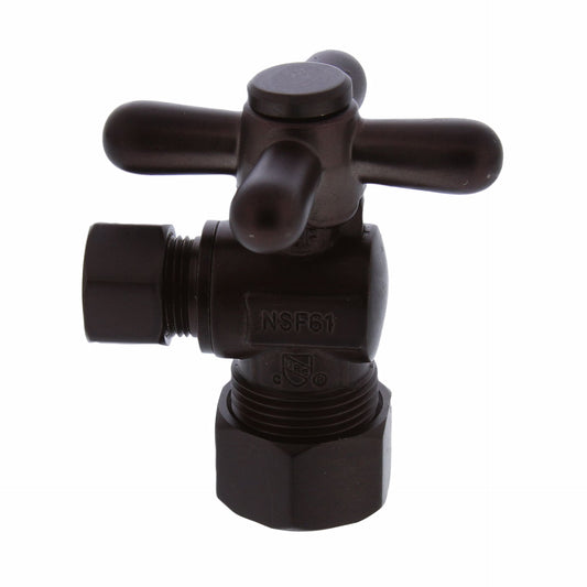 Jones Stephens S4203RB 5/8" OD Comp x 3/8" OD Comp Quarter-Turn Angle Supply Stop Valve with Cross Handle, Oil Rubbed Bronze