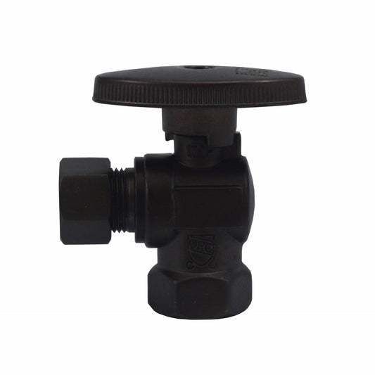Jones Stephens S4212RB 3/8" FIP x 3/8" OD Comp Quarter-Turn Angle Supply Stop Valve, Oil Rubbed Bronze