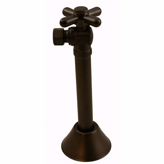Jones Stephens S4222RB 3/8" OD Comp x 1/2" SWT Quarter-Turn Angle Supply Stop Valve with Cross Handle, 5" Extension and Escutcheon, Oil Rubbed Bronze