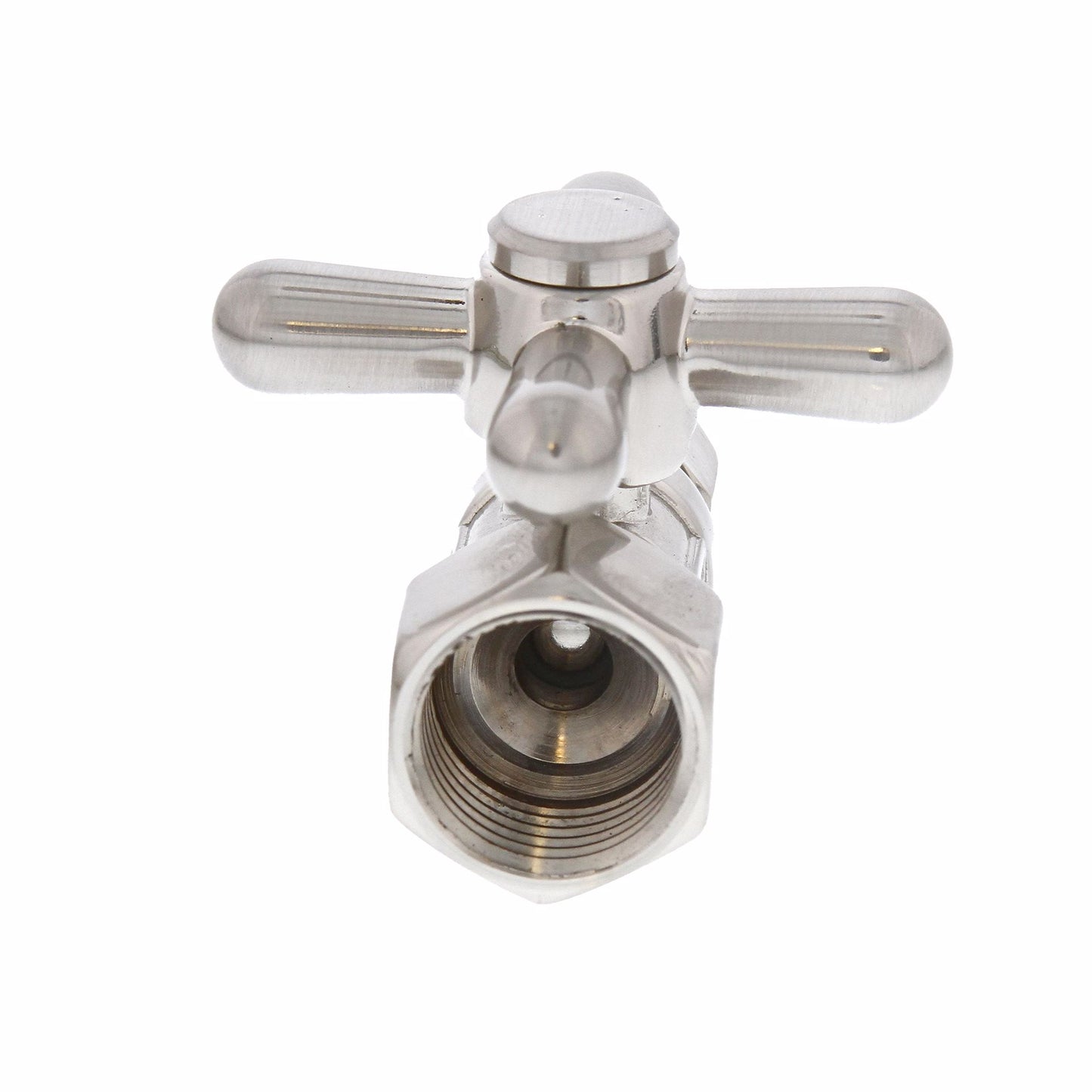 Jones Stephens S4302BN 1/2" FIP x 3/8" OD Comp Quarter-Turn Straight Supply Stop Valve with Cross Handle, Brushed Nickel