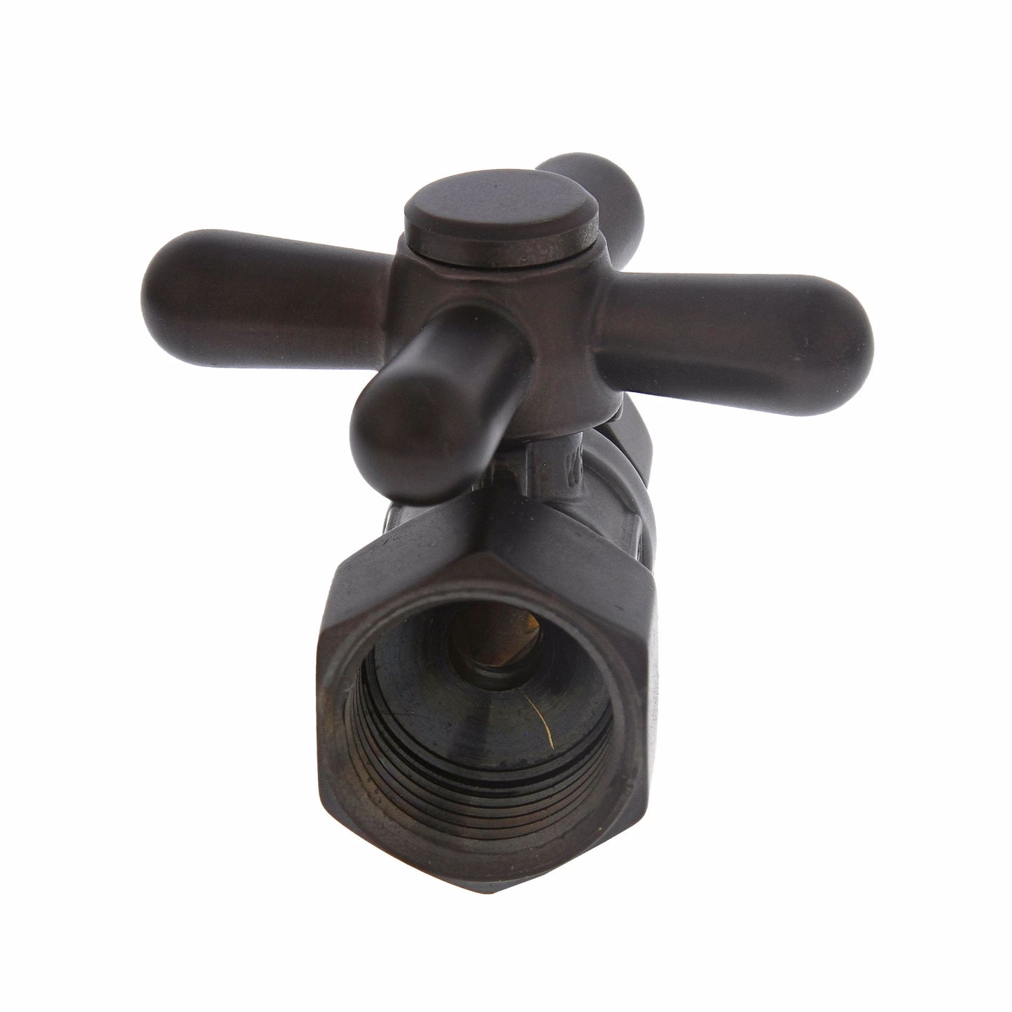 Jones Stephens S4302RB 1/2" FIP x 3/8" OD Comp Quarter-Turn Straight Supply Stop Valve with Cross Handle, Oil Rubbed Bronze