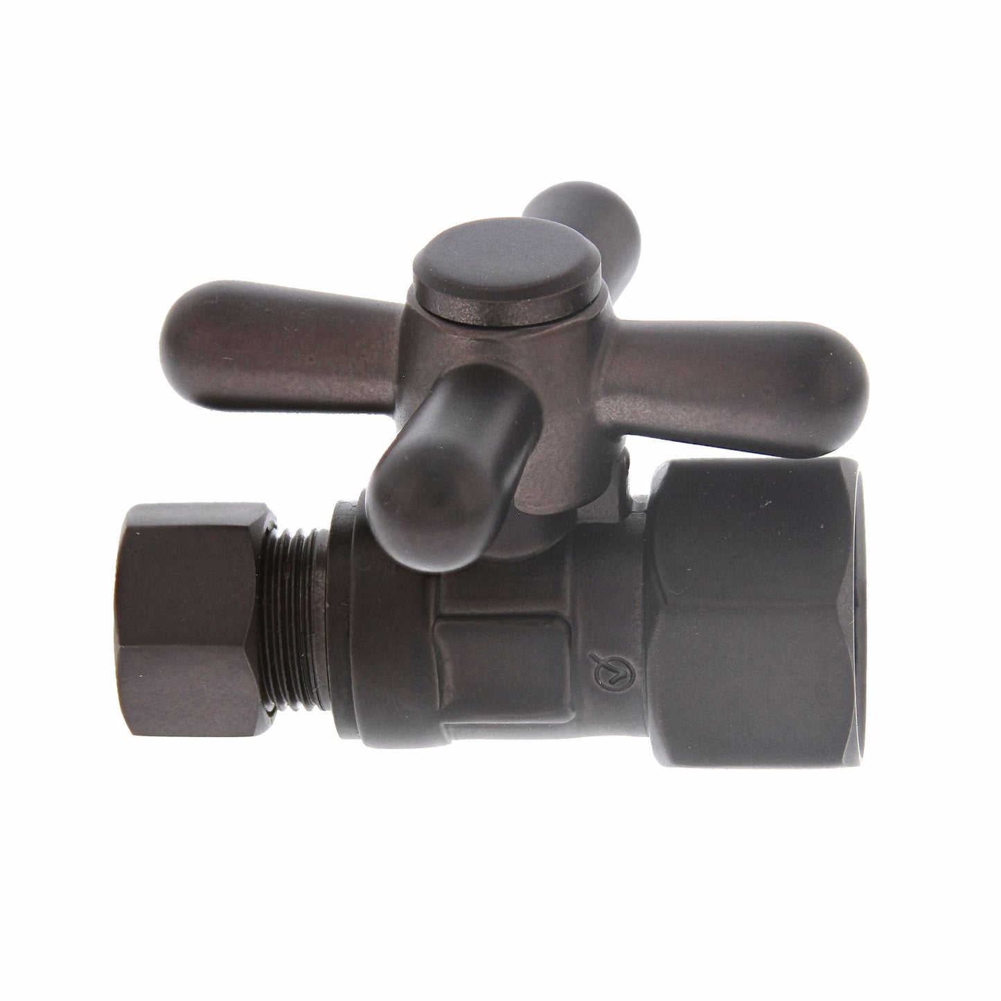 Jones Stephens S4302RB 1/2" FIP x 3/8" OD Comp Quarter-Turn Straight Supply Stop Valve with Cross Handle, Oil Rubbed Bronze