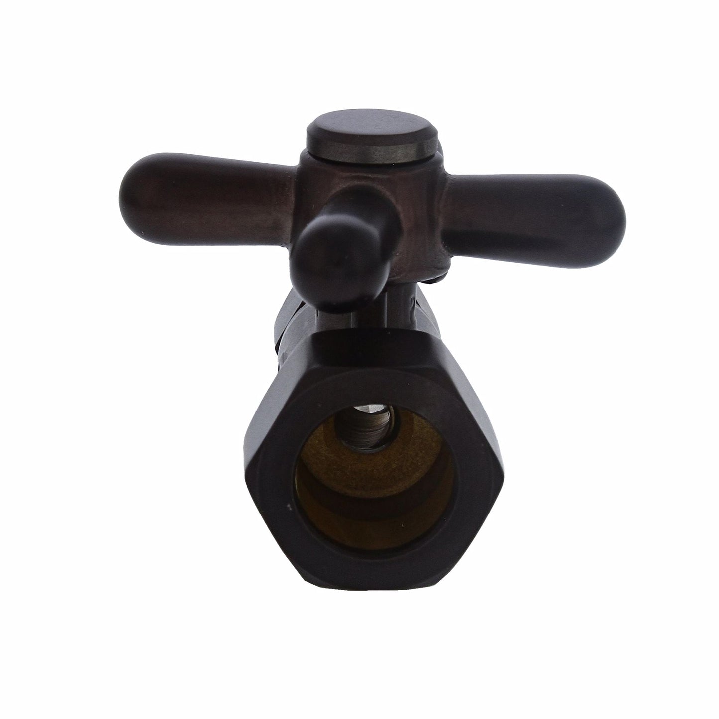 Jones Stephens S4303RB 5/8" OD Comp x 3/8" OD Comp Quarter-Turn Straight Supply Stop Valve with Cross Handle, Oil Rubbed Bronze