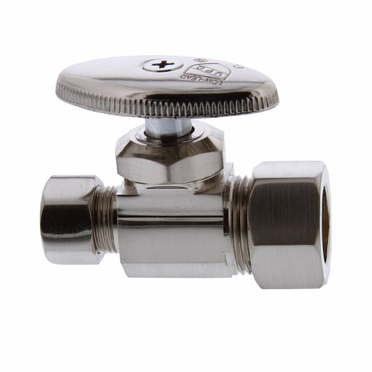 Jones Stephens S4312BN 5/8" Comp x 3/8" Comp Multi-Turn Straight Supply Stop Valve, Brushed Nickel