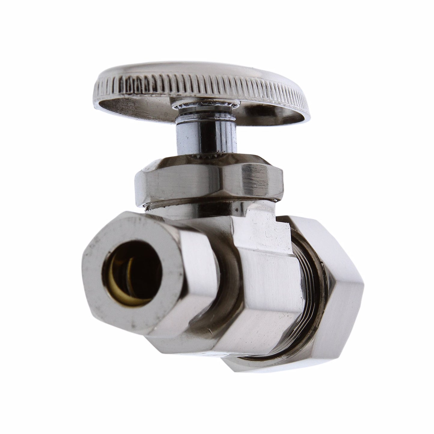 Jones Stephens S4312BN 5/8" Comp x 3/8" Comp Multi-Turn Straight Supply Stop Valve, Brushed Nickel