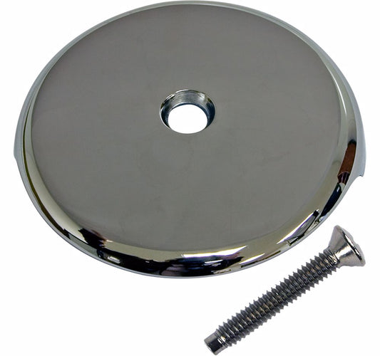 Jones Stephens T05012L Chrome Plated One-Hole Overflow Plate with Screw