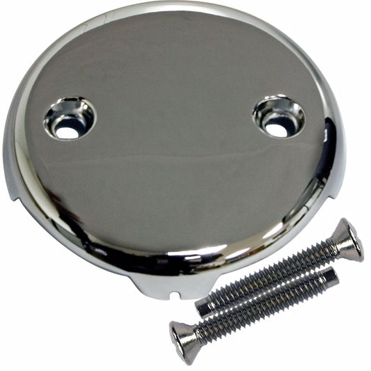 Jones Stephens T05013L Chrome Plated Two-Hole Overflow Plate with Screws