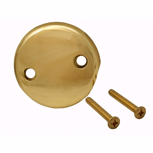 Jones Stephens T08013 Polished Brass Two-Hole Overflow Plate with Screws
