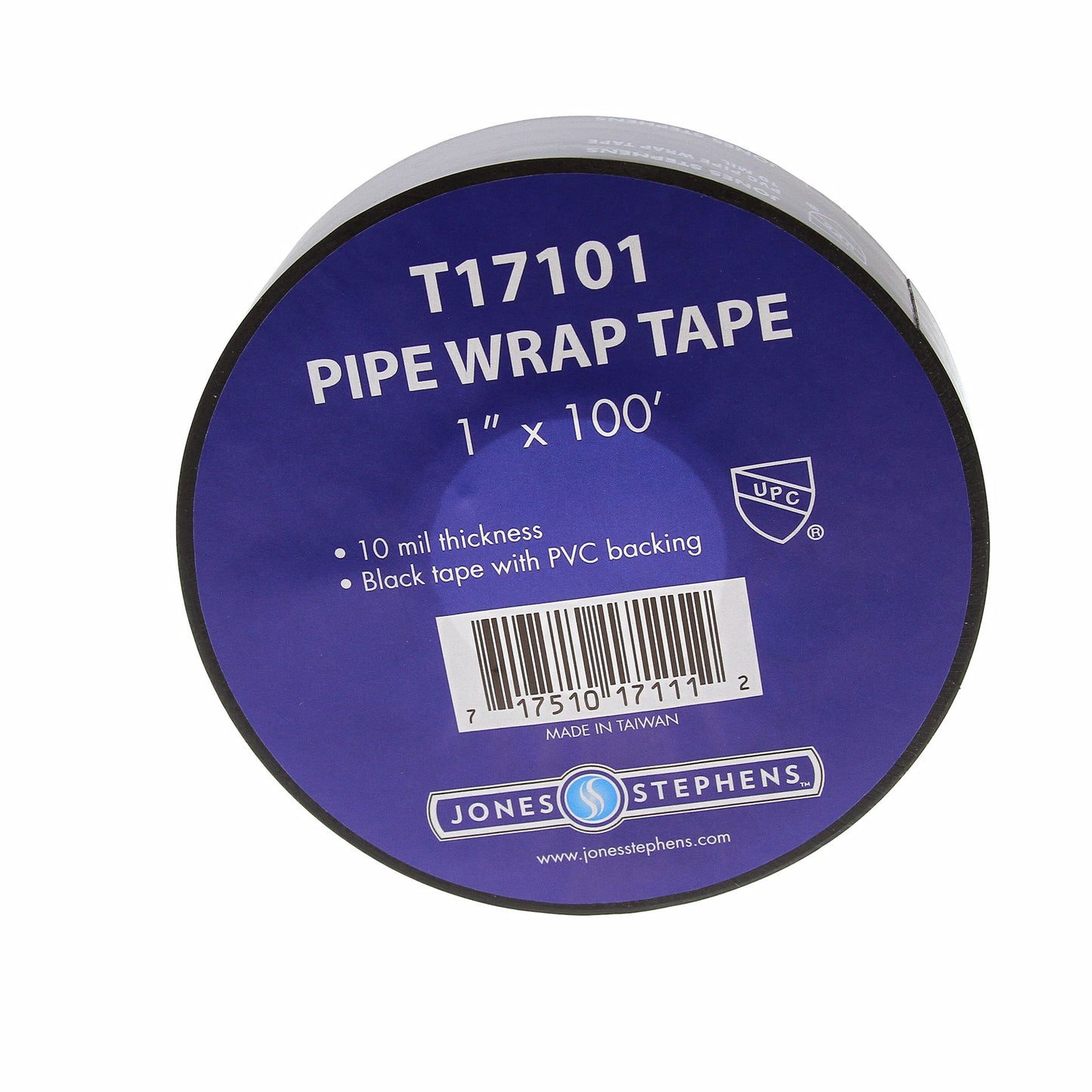 Jones Stephens T17101 1" x 100' Black Pipe Wrap Tape, 10 mil, Carton of 48